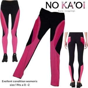 NO KA'OI Aura power cut out black mult pink Contour Luxury Leggings women's 1